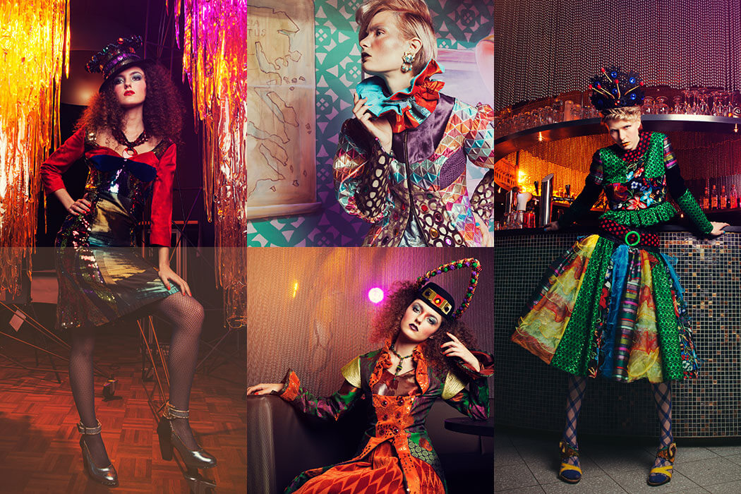 Het Dutch Design Hotel Artemis vormde het decor voor een kleurrijke, fantasievolle collectie met een knipoog naar het theater en carnaval uiteraard