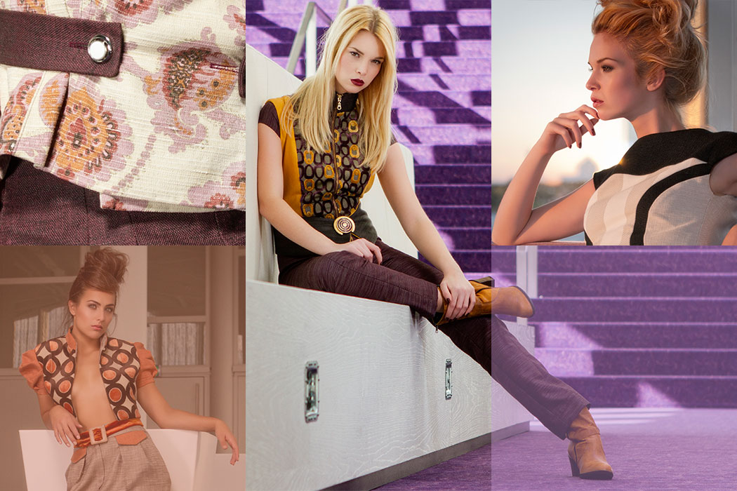 Een serie kledingstukken van grof geweven materialen gefotografeerd in de Maaspoort Venlo